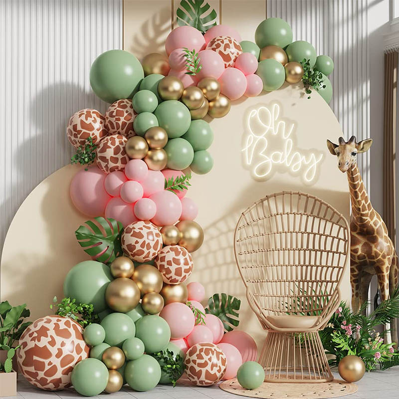 Animal Print Pink Sage Green Jungle Balloon sertum Arcus set