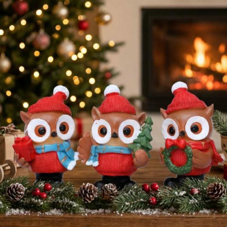 Nativitatis Owl Tres Piece Ornament